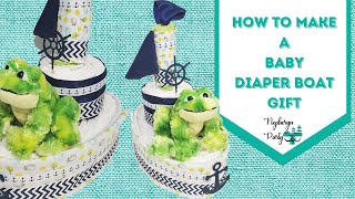 How to Make a Baby Diaper Boat | DIY Boy Diaper Cake Centerpiece Tutorial