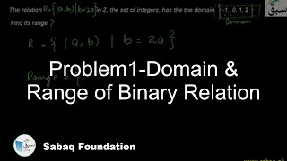 Problem1-Domain & Range of Binary Relation, Math Lecture | Sabaq.pk
