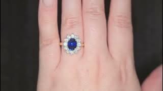 2.57ct LAB Sapphire & LAB Diamond Cluster Ring set in 9ct Gold