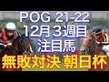 【POG/21-22】１２月３週目デビューの注目新馬を紹介【無敗対決！朝日杯ＦＳ！ 出世レースひいらぎ賞も注目】