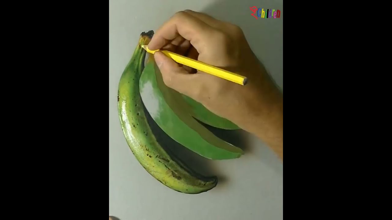 Real Banana😳. Banana drawing. Amazing Painting. Super realistic banana drawing. e Children..