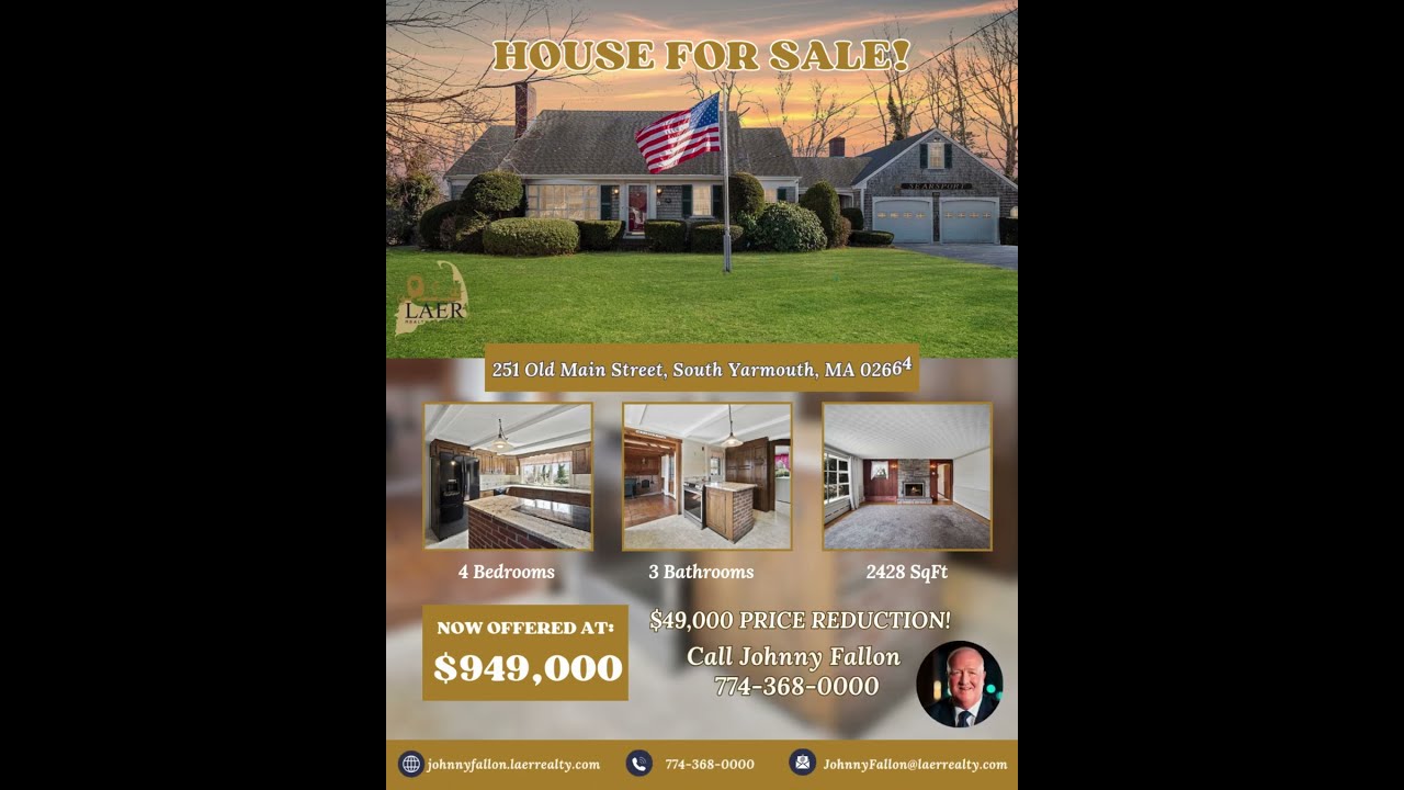  Price Reduced Now Offered At 949 000 251 Old Main Street South Yarmouth MA 02664 Take Ad