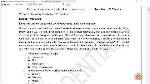 Infosys Recruitment Sample Test 2020 | Reasoning Ability Test | Data Interpretation | Part 1