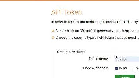 How to create api token from binary com