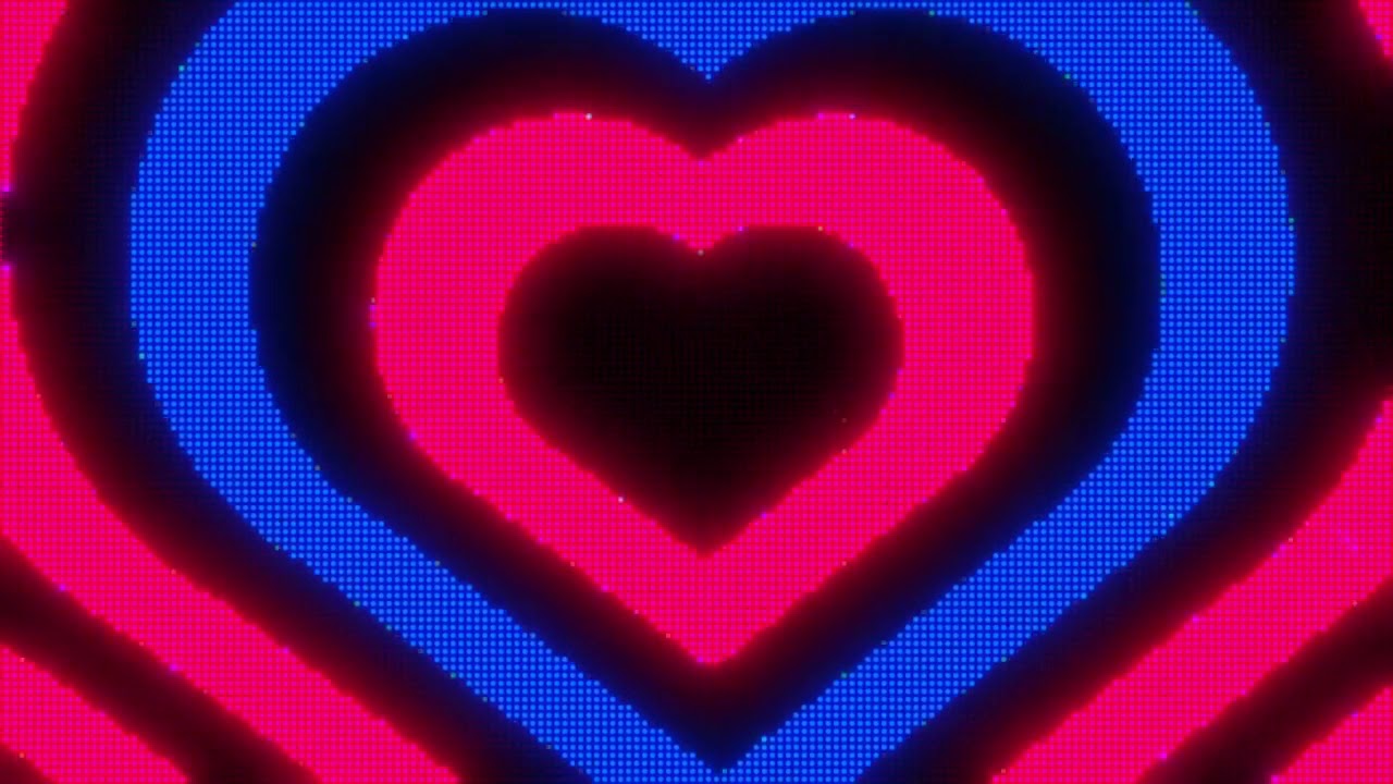 Pink and blue Y2k neon LED lights Heart background 1 hour looped HD ...