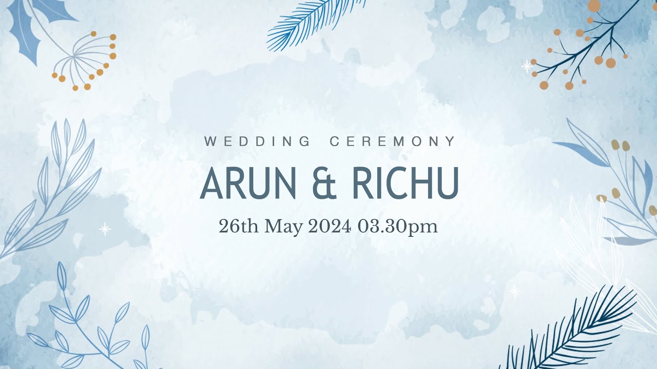 Arun & Richu | Wedding Ceremony | 26th May 2024 | Live - YouTube