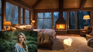 "Serenity Storm: Cozy Bedroom with Fireplace & Snowfall | Relaxation Video Puppy | Relaxing Nature"