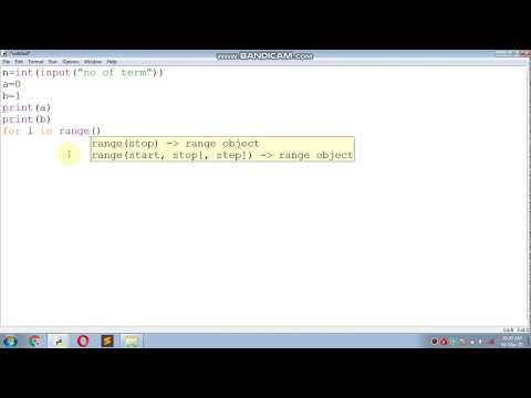 fibonacci series  with python in python idle