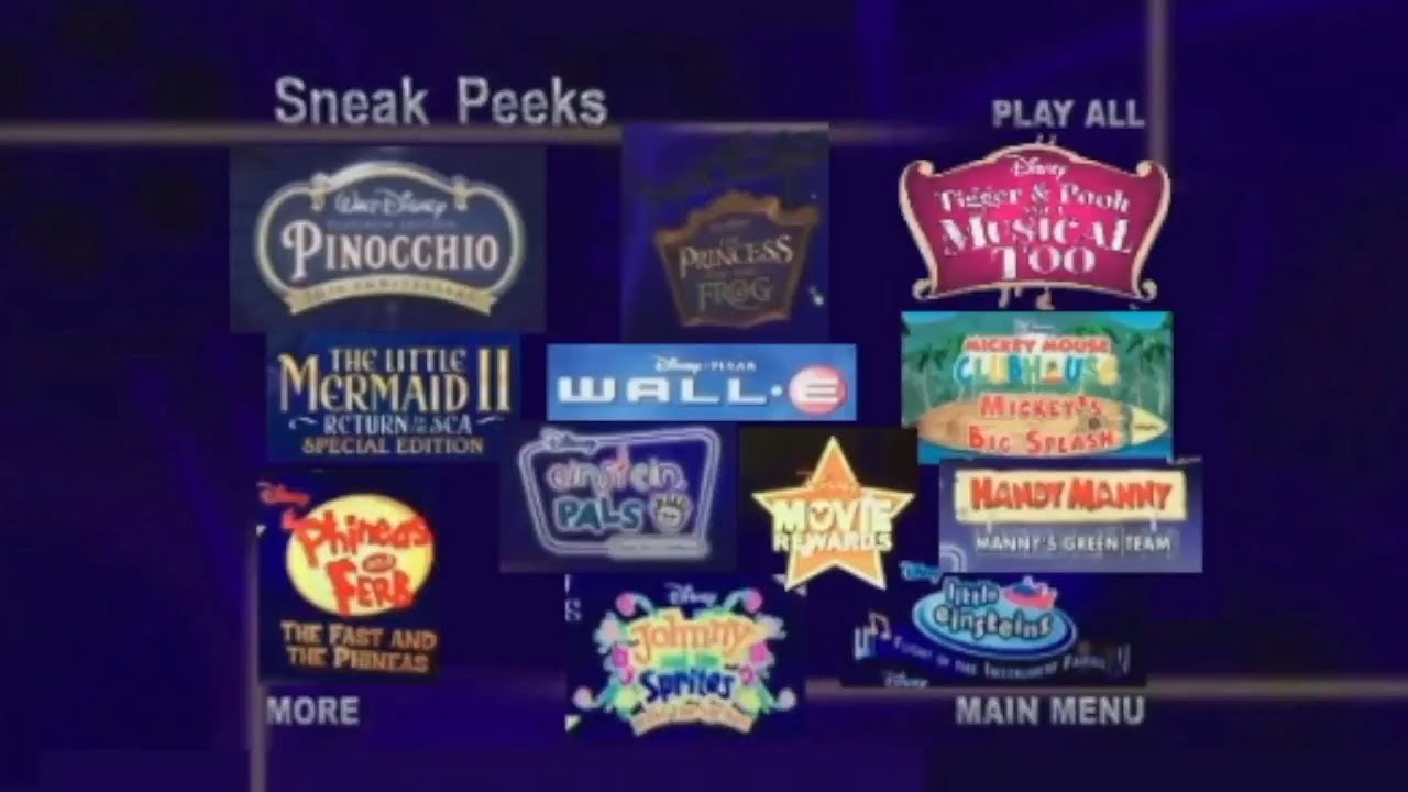 Sneak Peeks Menus (The Playhouse Disney Series (2008, 2009 & 2010) DVDs...