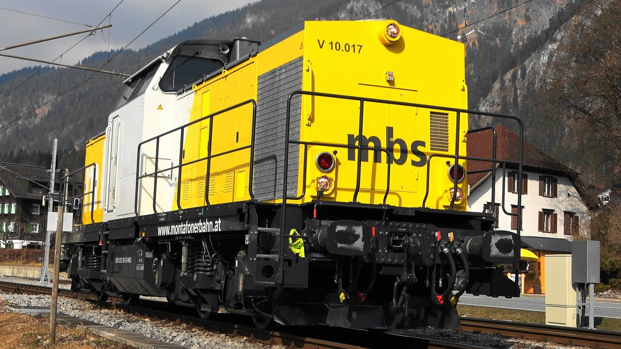 Vorarlberg: Diesellok der mbs MontafonerBahn mit V10.017 bzw. 203 159 ex DR V100 ➡Schruns