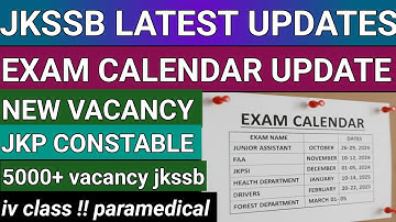 Jkssb exam calendar 2025 | jkp constable update | jkssb update today | jkpsi exam   jkssb new jobs