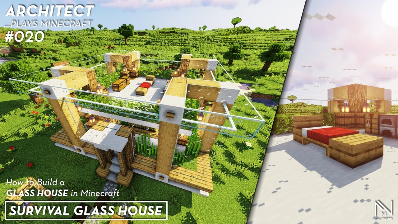 Minecraft House Tutorial How To Build A Glass House In Minecraft Tutorial Youtube