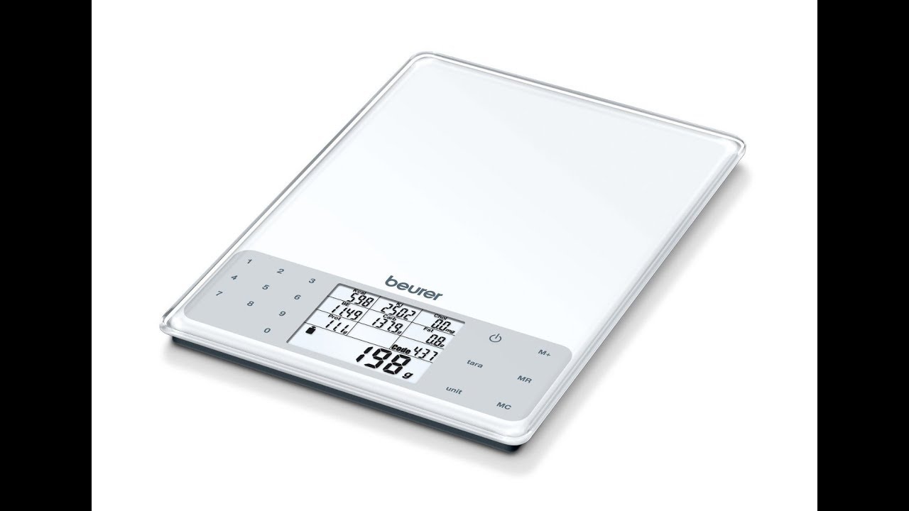 Beurer DS 61 Diabetiker Nährwert-Analysewaage Broteinheiten, Kohlenhydrate, Fette, Eiweise