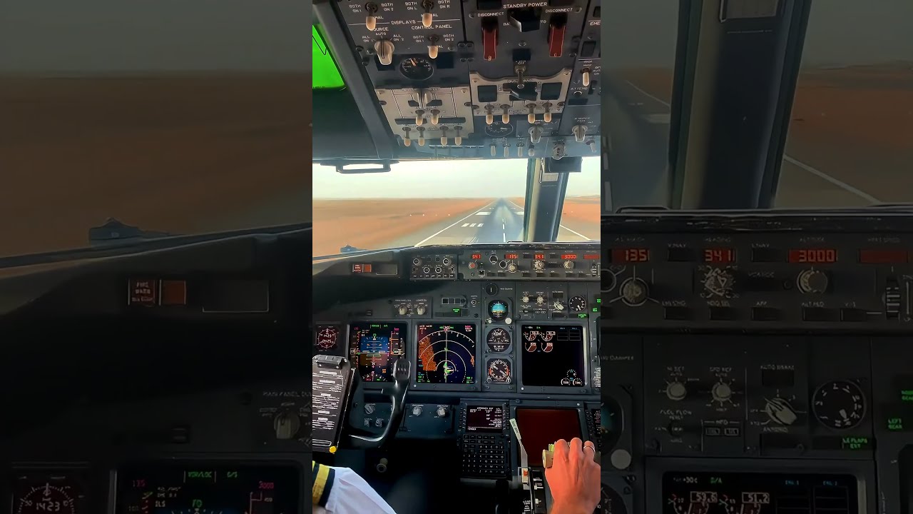 BOEING 737 LANDING IN THE DESERT Cockpit View Boeing B737 Landing