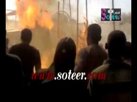 عاجل أول فيديو للحظة الحريق فى دير مارجرجس بالرزيقات