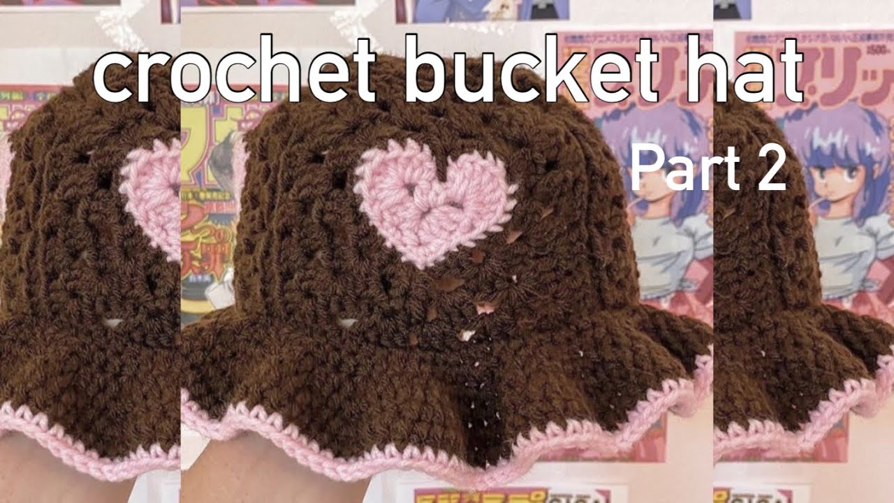 Heart crochet bucket hat Clearance