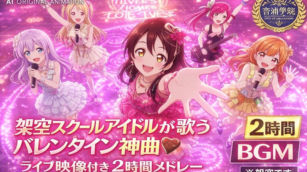 【作業用BGM】架空スクールアイドルが歌うバレンタイン神曲🍫 ライブ映像付き2時間メドレー｜Valentine Idol Music