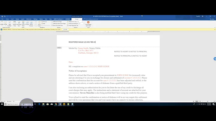 DISCHARGING MORTGAGES #1  -  NOTICE OF ACCEPTANCE