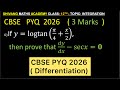 If 𝑦=logtan(𝜋/4+𝑥/2), then prove that 𝑑𝑦/𝑑𝑥−(sec𝑥) =𝟎 #cbse2026 #maths #class12math #cbse #cbse