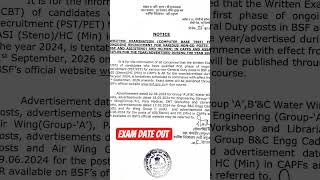 BSF trade Man, BSF head constable HC ASI..exam date out ... sep ,2026
