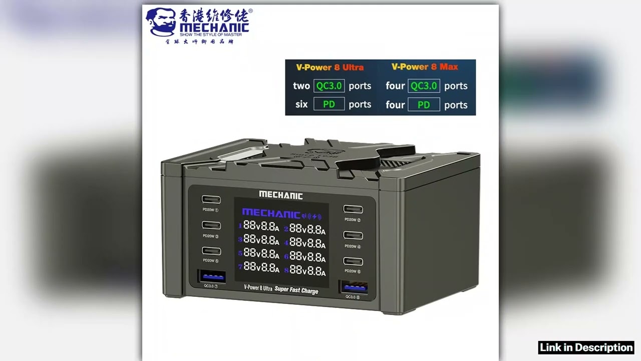 MECHANIC VPower 8 Max Smart Charge Support QC 30 Wireless Charge Wireless Charging with LCD Display