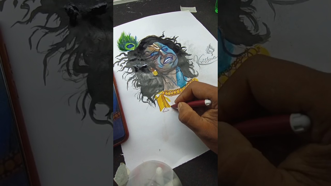 🌸Hey Krishna Tumhi Sarvasa Madhur🌸|| Drawing shorts || 