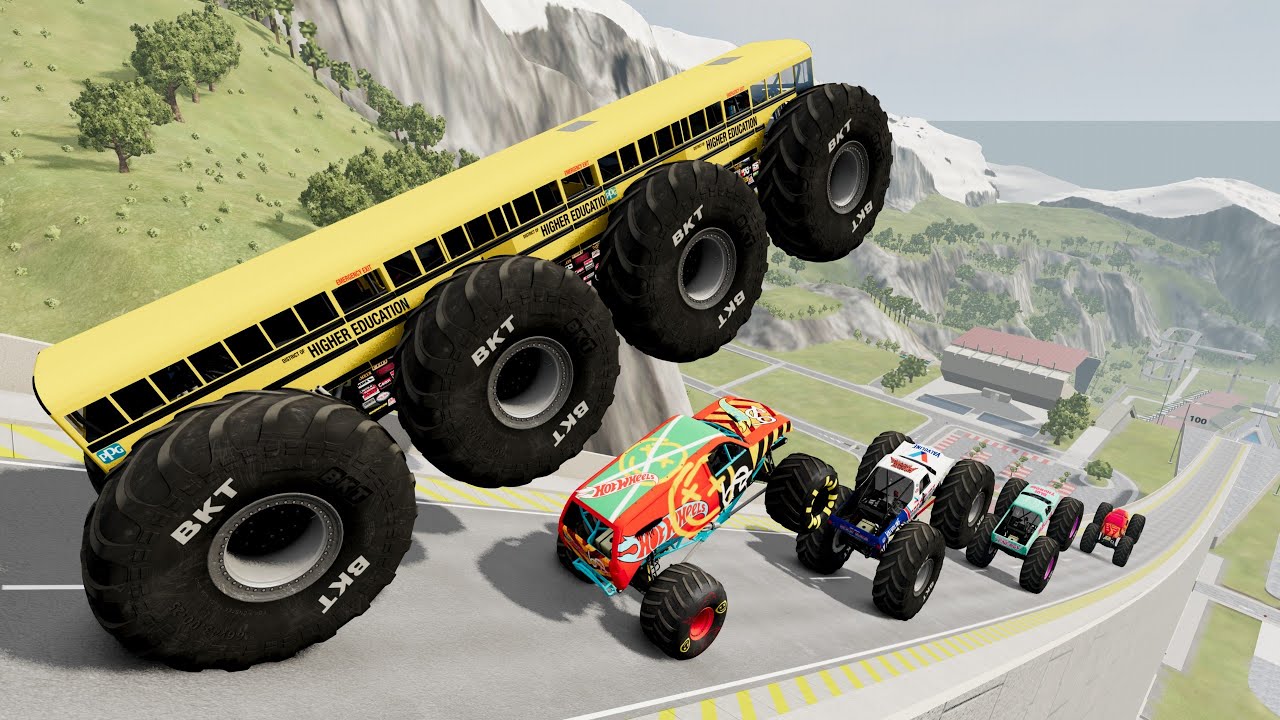 Epic High Speed Monster Truck Jumps and Crashes #036 - BeamNG Drive