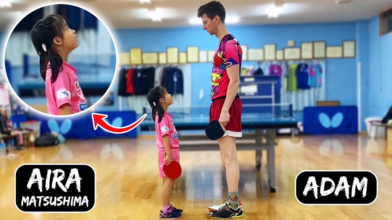 ⁣5-year-old Child Prodigy (Pro) Aira Matsushima takes On Adam in Table Tennis