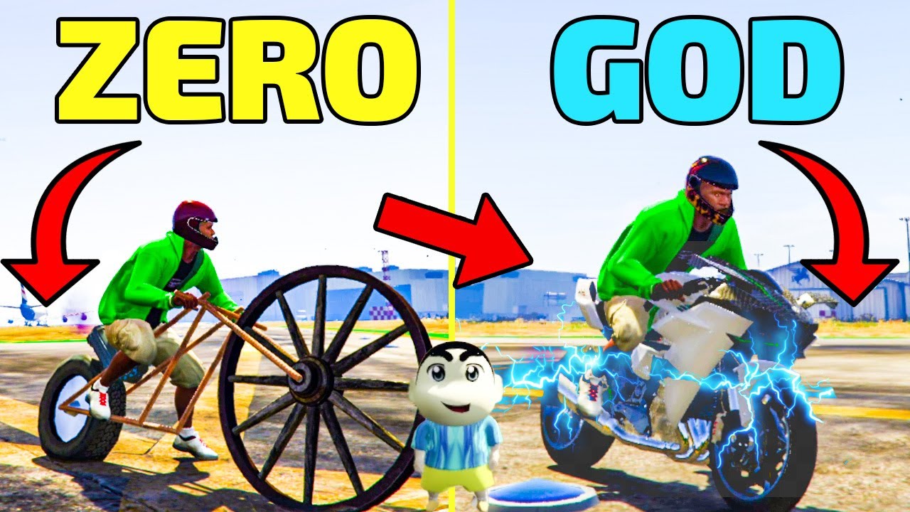 Franklin Upgrading Zero Poor Bike to World's fastest Bike | GTA 5 Franklin and Shinchan
