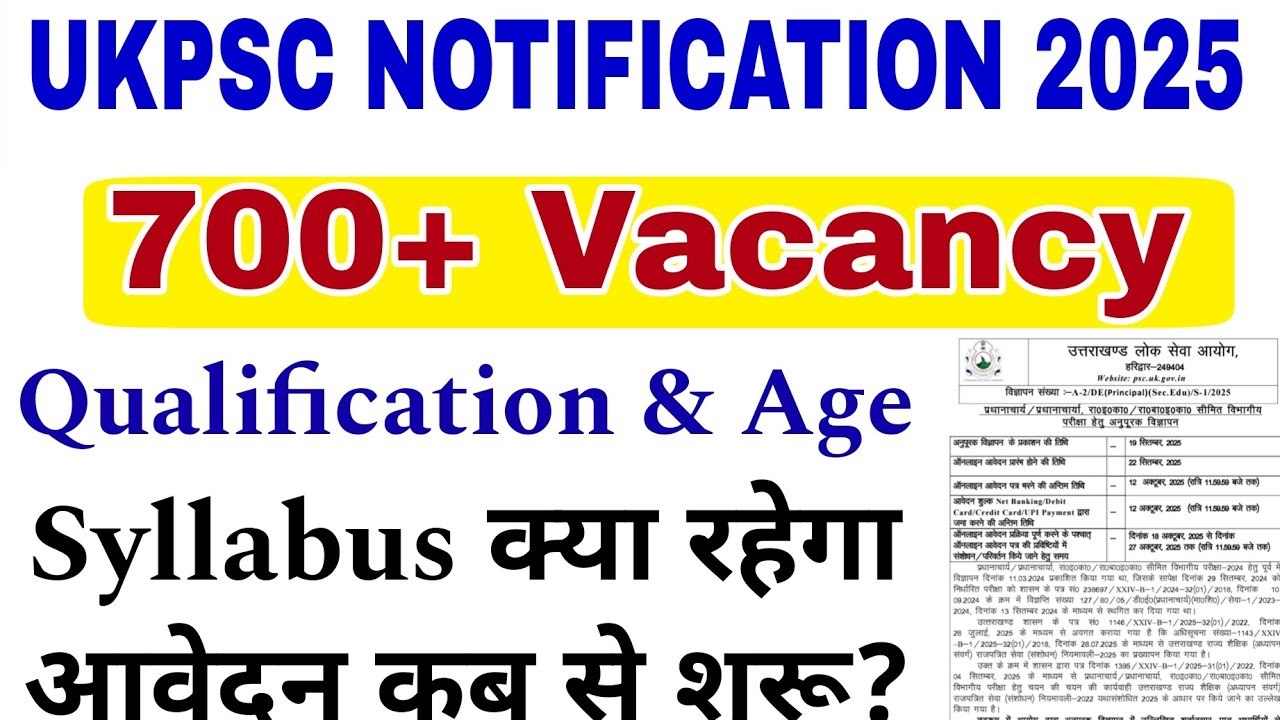 UKPSC 700+ Teacher Vacancy Notification 2025 | Uttarakhand New Vacancy ...