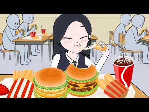학교에서 햄버거 먹방 (치즈버거 &amp;<strong>amp</strong>; 새우버거) | Cheese <strong>burger</strong> &amp;<strong>amp</strong>; Shrimp <strong>burger</strong> Mukbang | Animation ASMR