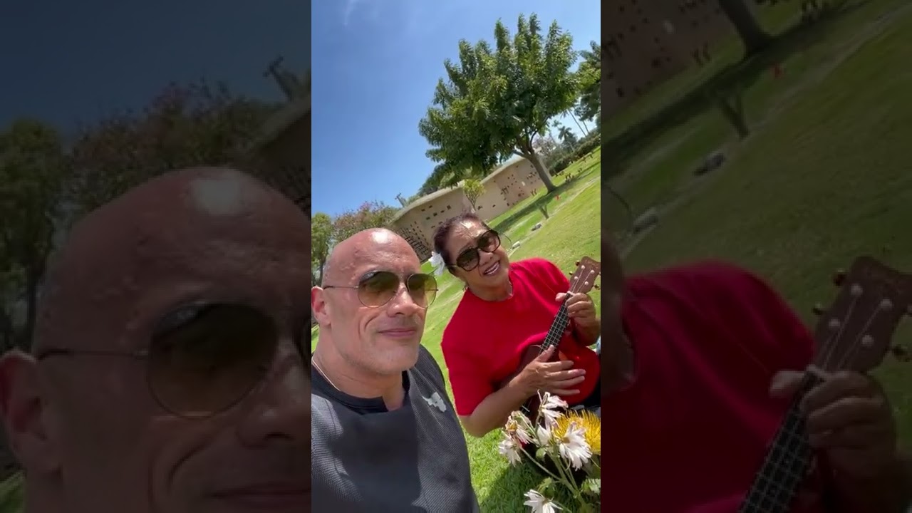 the rock dawyne Johnson vlog||  with his mother|| singing for his late family members