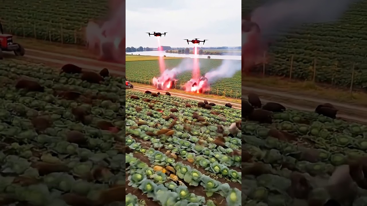 Advanced Laser Drone Stops Sudden Wild Boar Attack on Farm!