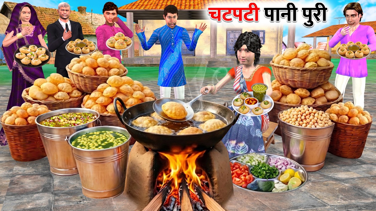 Chatpati Pani Puri Famous Indian Street Food Tasty Golgappa Comedy Hindi Kahaniya Moral Stories