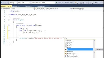 Suma de números del 1  al 100  C#