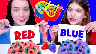 Red VS Blue Food Challenge! Eating Only One Color Food For 24 Hours! Mukbang By LiLiBu