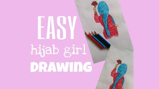 Easy Hijab Girl With Rose Drawinghijab Girl Drawingdrawingnizwas Art & Craft