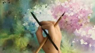 Watercolor Painting of Flowers  Hydrangea #watercolor #flowers #painting