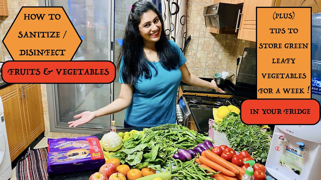 HOW TO SANITIZE VEGETABLES AND FRUITS/TIPS TO STORE GREEN LEAFY VEGETABLES FOR A WEEK! - YouTube