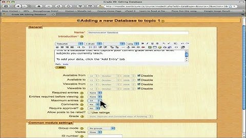 Demonstration how to create a database in Moodle - Part 1