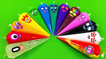 Rainbow SLIME 🌈 Looking Numberblocks, Alphablocks, Alphabet Lore with Piping Bags! ASMR Slime