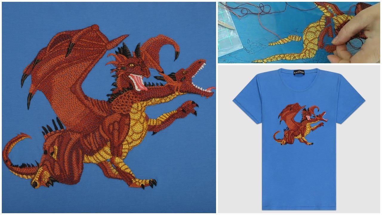 Best Hand Embroidery Design  |  Dragon Design | Men&acute;s T-shirt