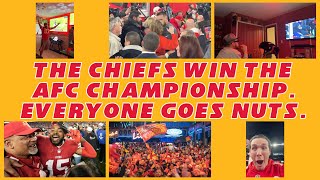 KANSAS CITY WINS THE AFC CHAMPIONSHIP. EVERYONE GOES NUTS. (Fan Reactions and Highlights)