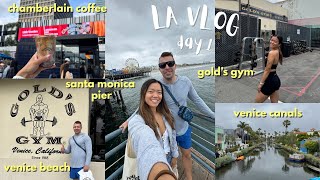 LA DAY 1: Santa Monica Pier, Venice Beach, Gold's Gym, Chamberlain Coffee (our first time in cali☀️)