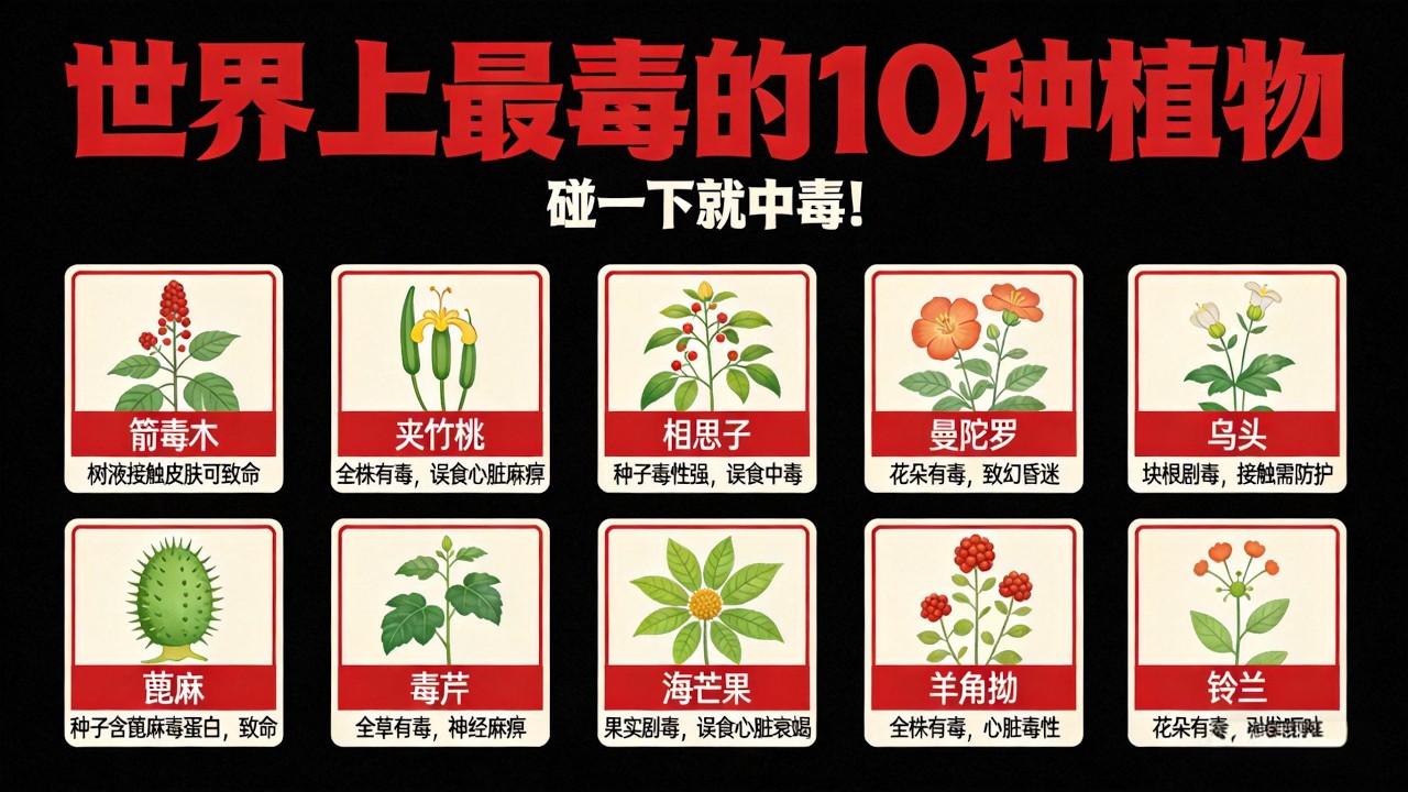 世界上最毒的10種植物，碰一下就中毒！