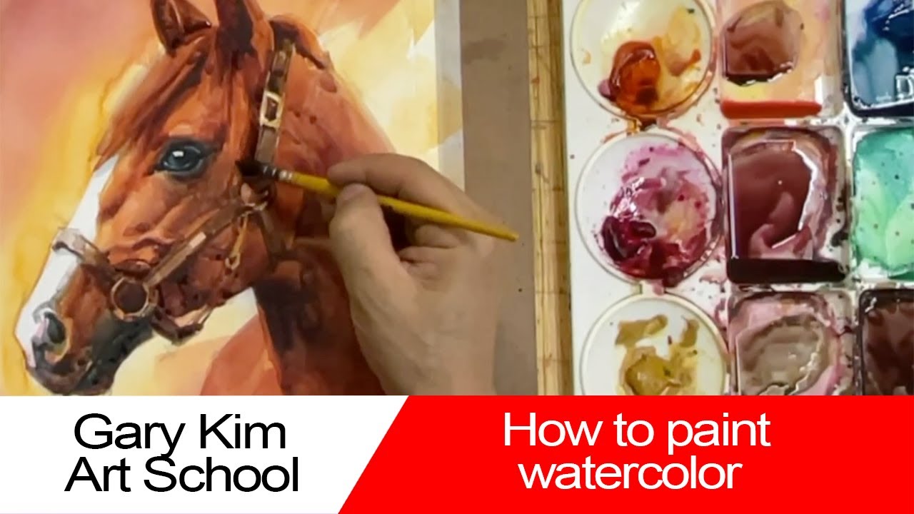 Watercolor techniques, How to paint a horse portrait. YouTube