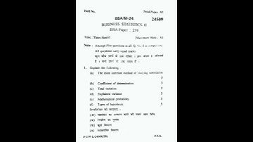 Business Statistics-II (NEP) BBA 2nd Sem KUK Previous Year Question Paper 2024✌️✌️