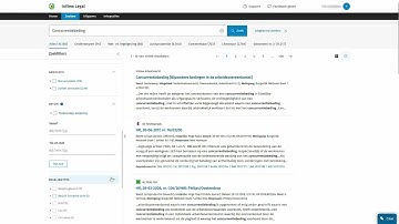 InView Legal: Zoek en gebruik de filters om snel tot het gewenste resultaat te komen
