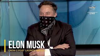 Elon Musk interview after successful Crew 2 dragon launch,and speaks about mars,spacex,lunar lander