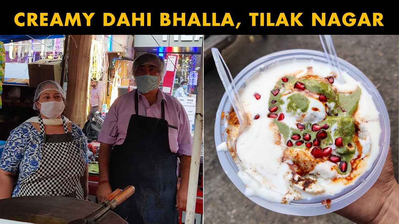 Hardworking Husband Wife Selling Creamy Dahi Bhalla & Creamy Tawa Bread l Hygiene Chat l Tilak Nagar | INDIA EAT MANIA